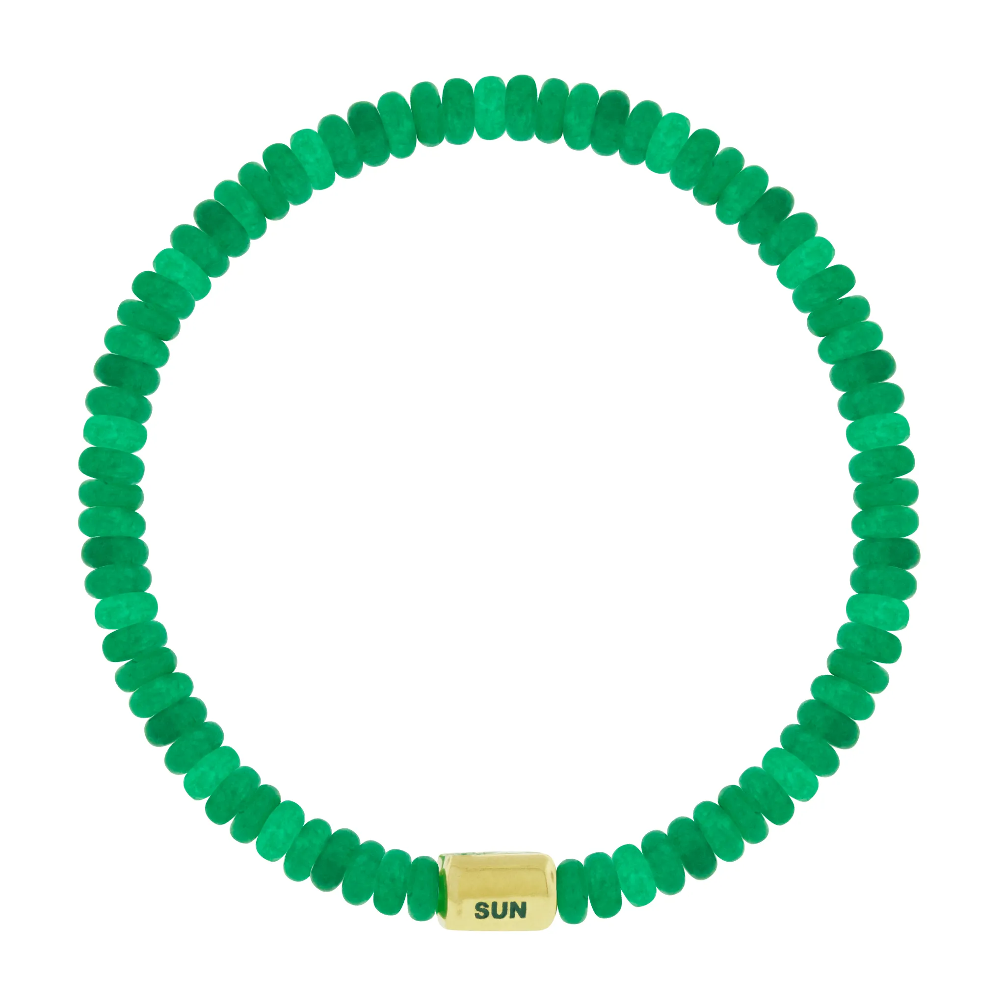 PALM TREE Ingot on Green Jade Bead Bracelet
