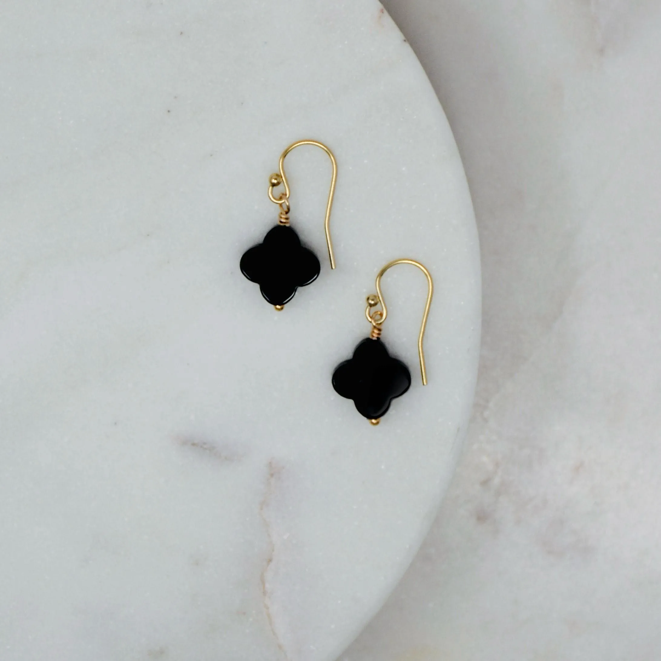 Payton Clover Earrings - Onyx