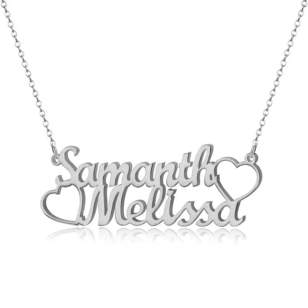 Personalize Couple Names & Hearts Necklace