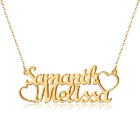 Personalize Couple Names & Hearts Necklace