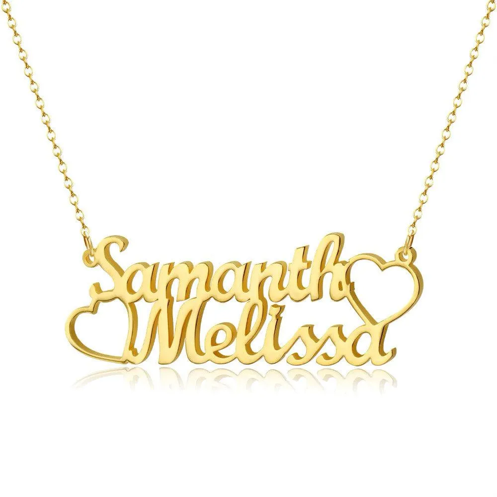 Personalize Couple Names & Hearts Necklace