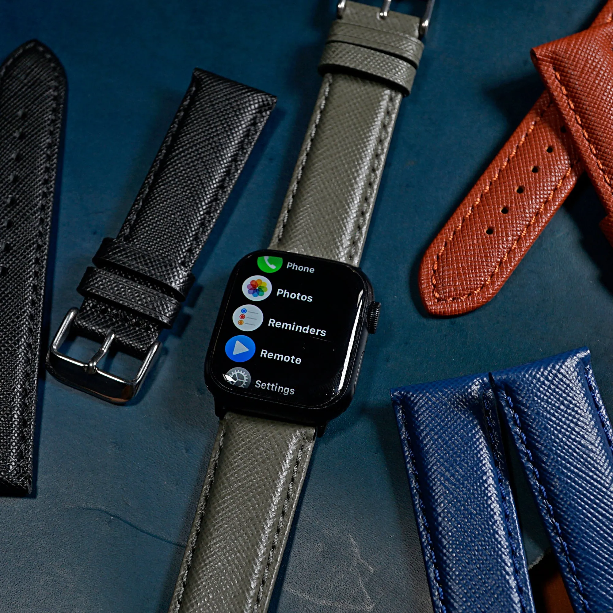 Premium Saffiano Leather Strap in Grey (Apple Watch)