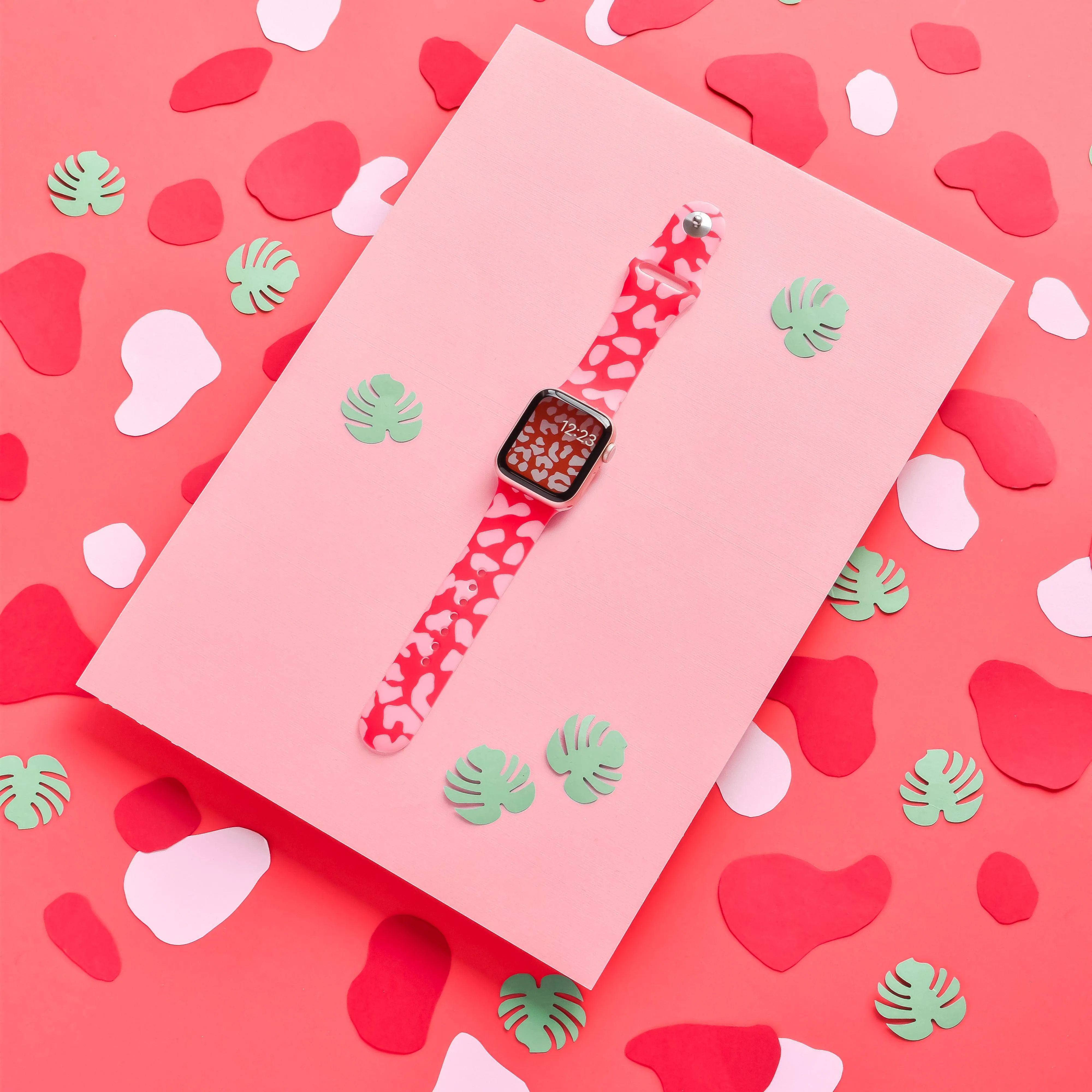 Red & Pink Leopard Apple Watch Strap