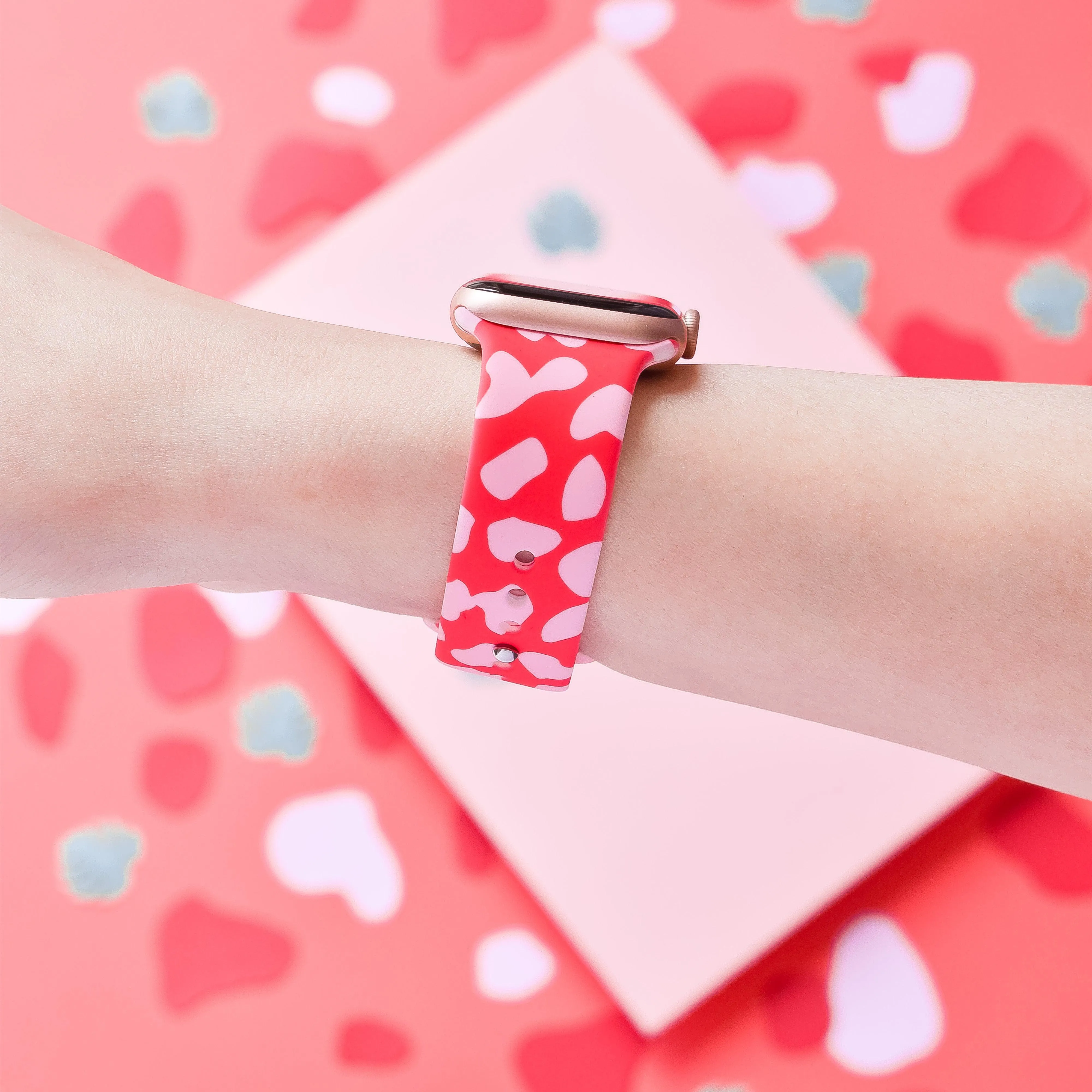 Red & Pink Leopard Apple Watch Strap