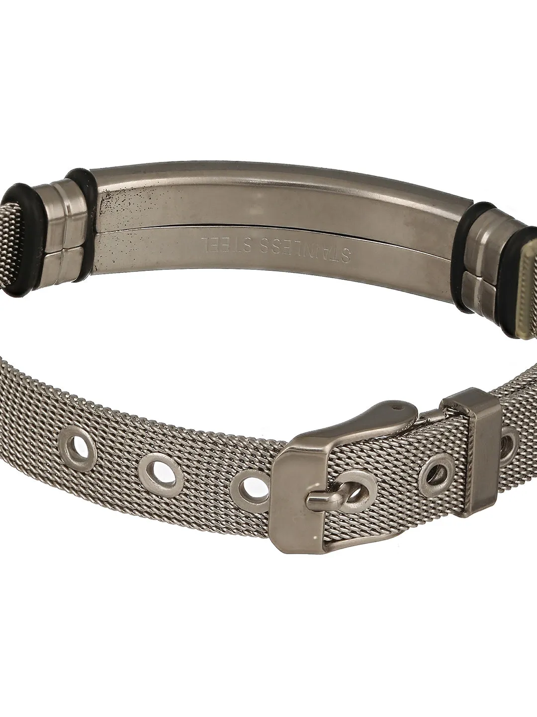 Rhodium-Plated & Black Wraparound Men Bracelet