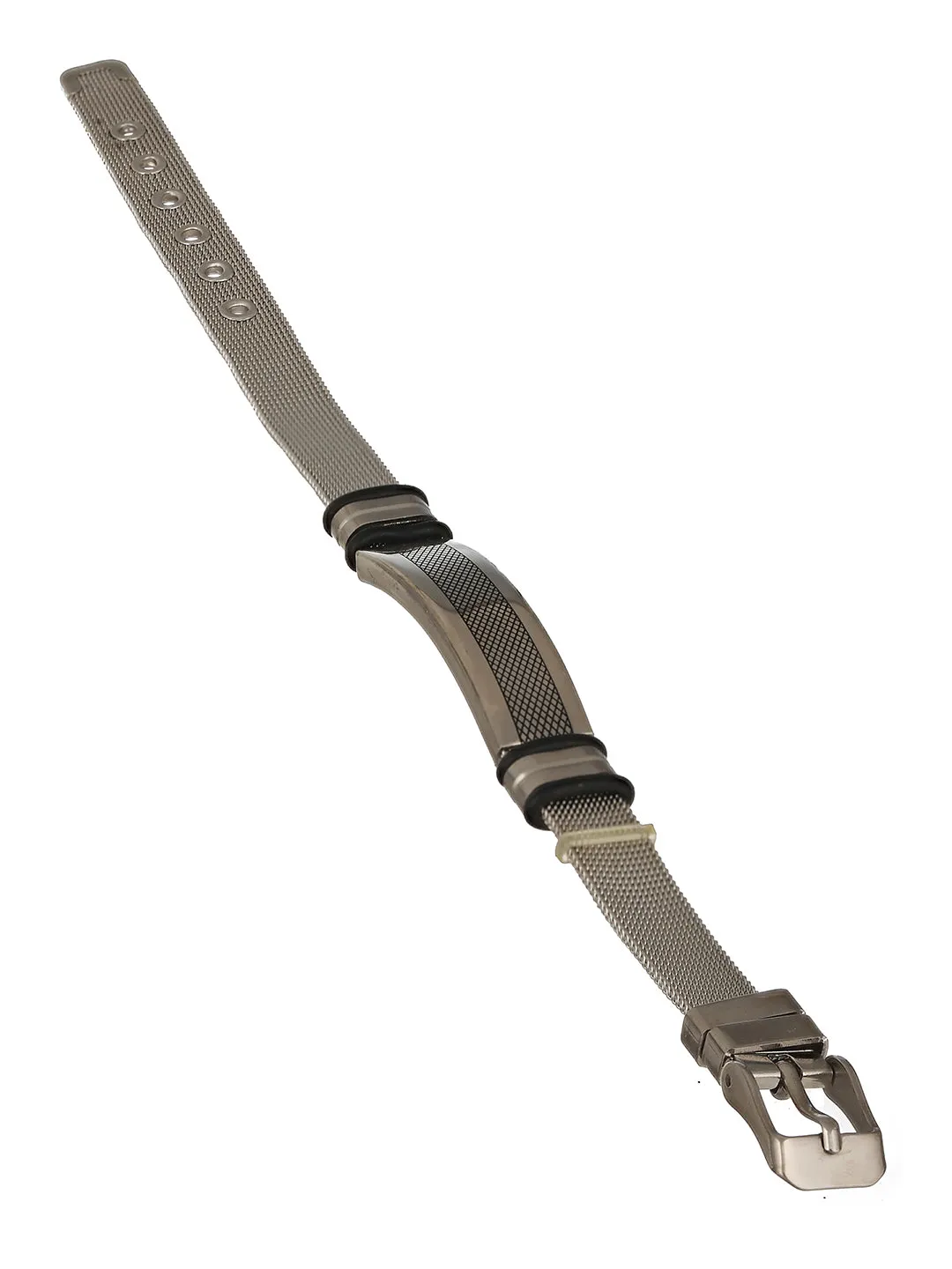 Rhodium-Plated & Black Wraparound Men Bracelet