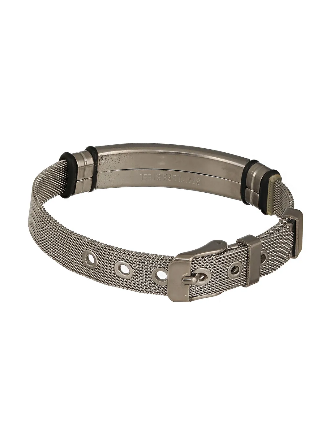 Rhodium-Plated & Black Wraparound Men Bracelet