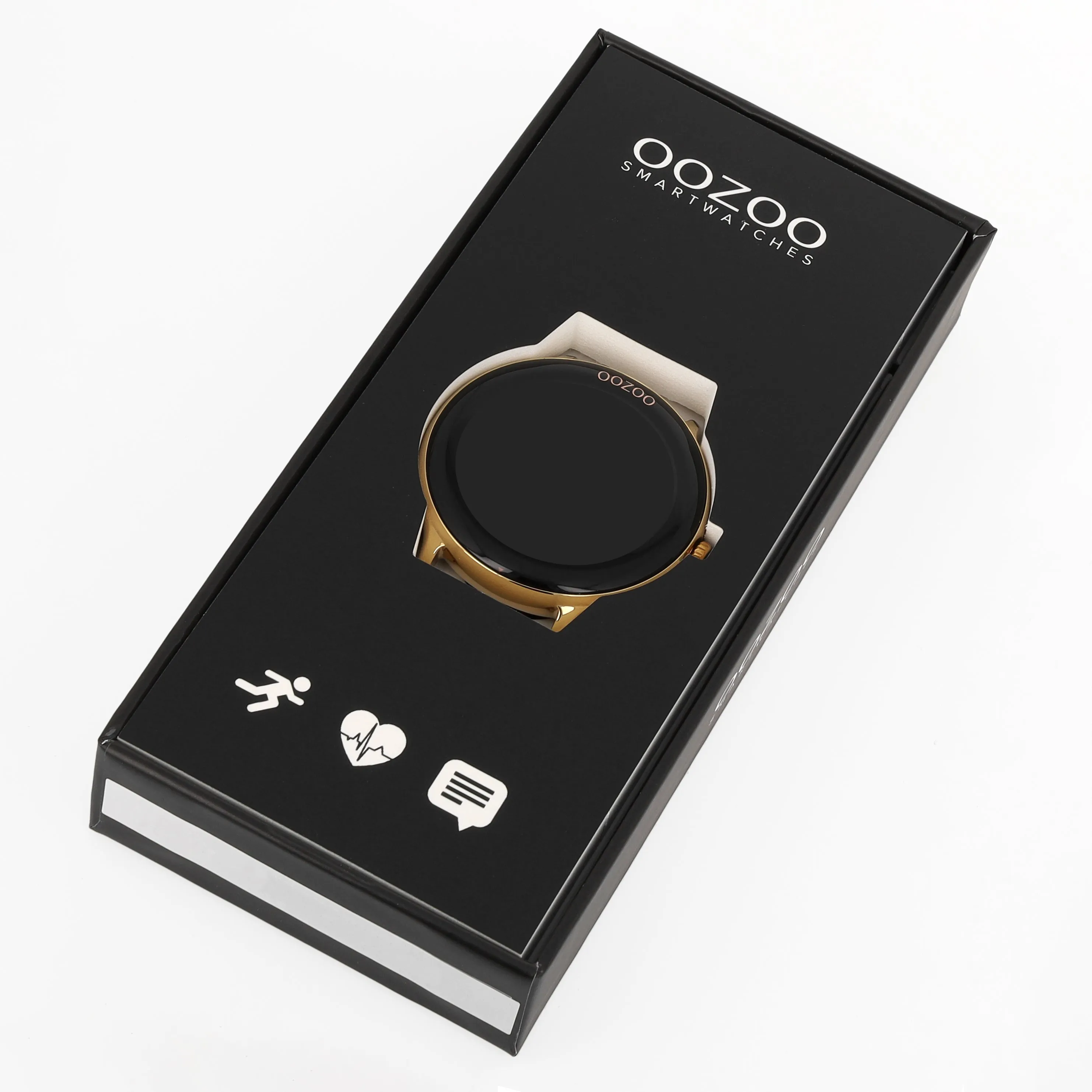 Rose gold coloured OOZOO smartwatch with rose gold coloured metal mesh bracelet - Q00138