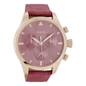 Rose gold coloured OOZOO watch with pink NATO watch strap - C6796