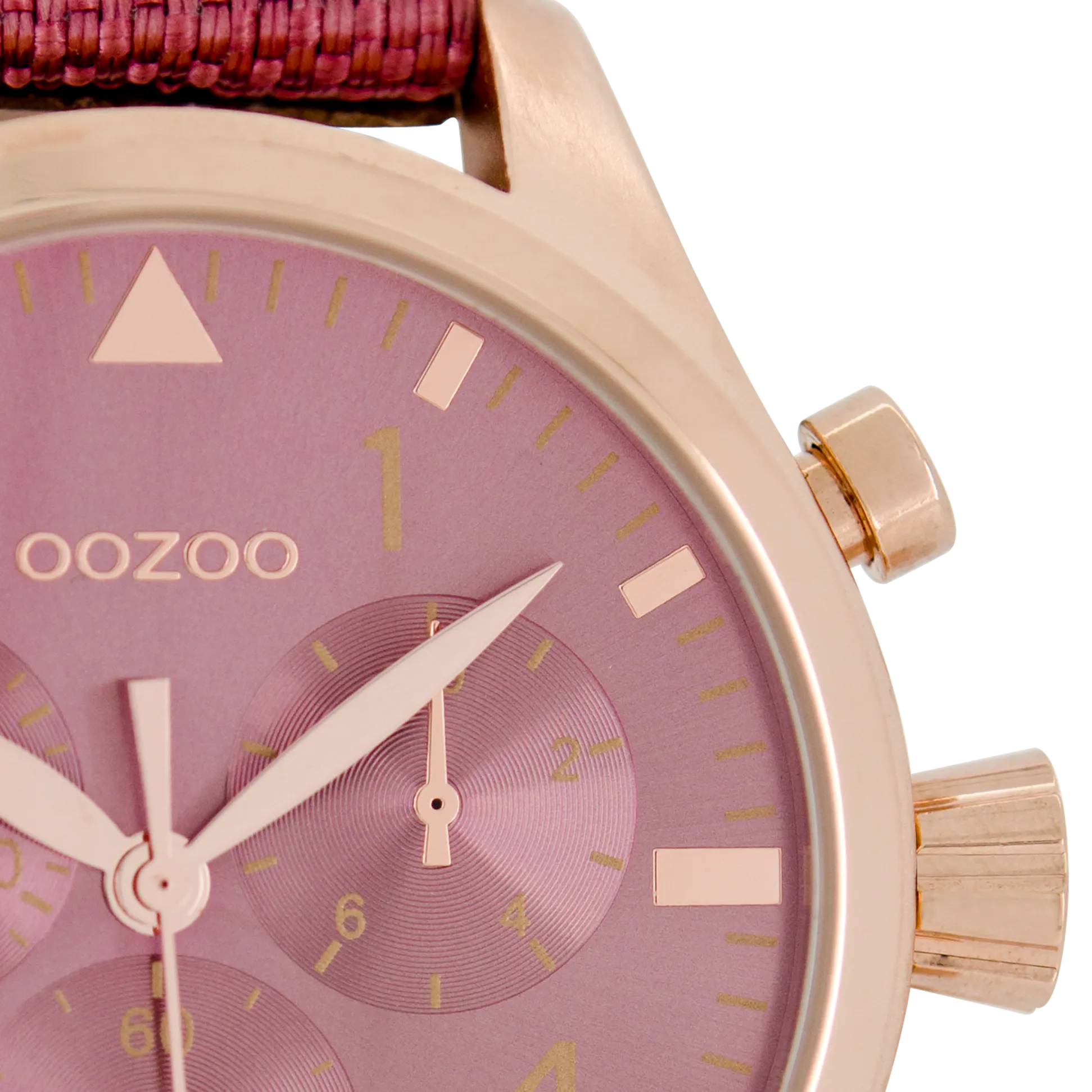 Rose gold coloured OOZOO watch with pink NATO watch strap - C6796