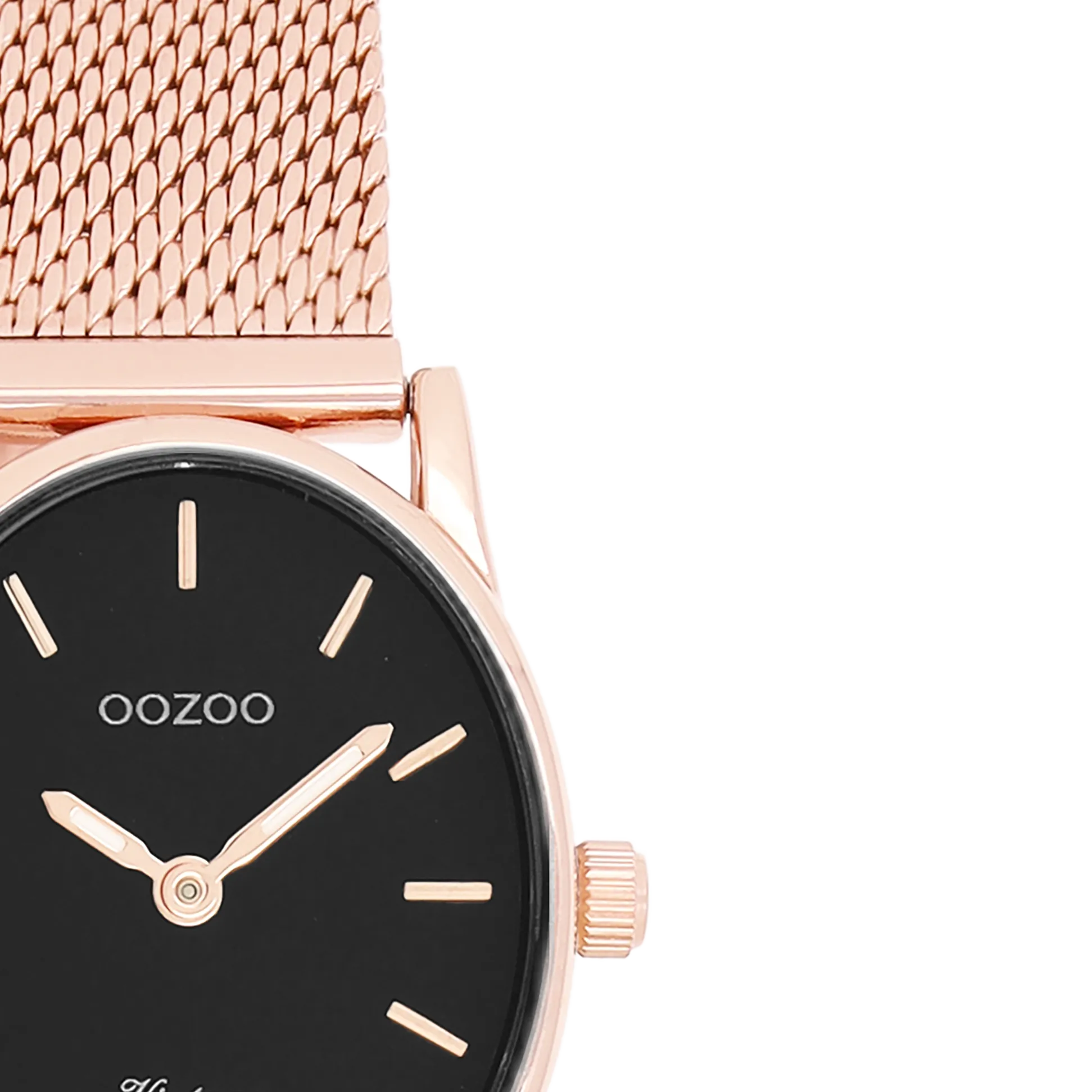 Rose gold coloured OOZOO watch with rose gold coloured metal mesh bracelet - C20260