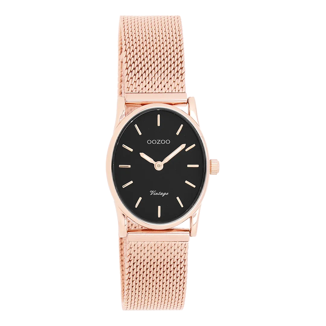 Rose gold coloured OOZOO watch with rose gold coloured metal mesh bracelet - C20260