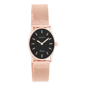 Rose gold coloured OOZOO watch with rose gold coloured metal mesh bracelet - C20260