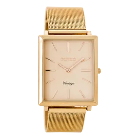 Rose gold coloured  watch with rose gold coloured metal mesh bracelet
