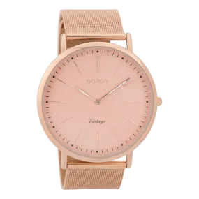 Rose gold coloured  watch with rose gold coloured metal mesh bracelet