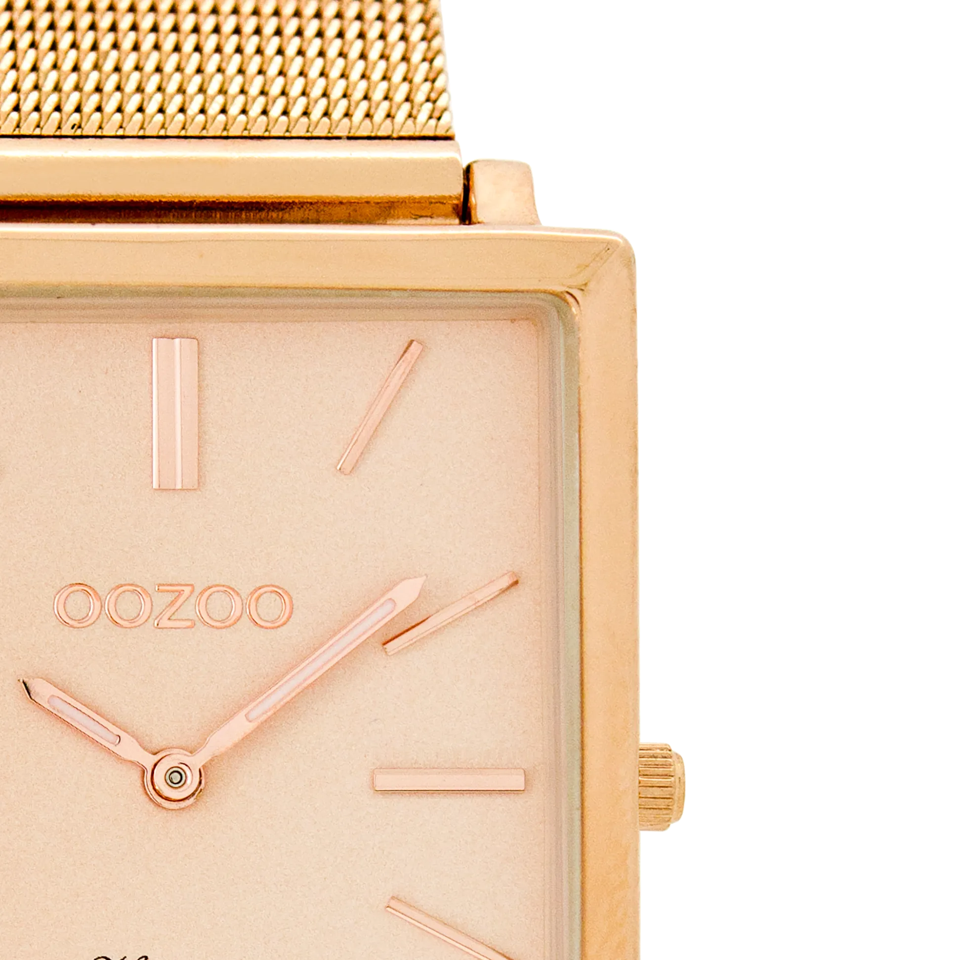 Rose gold coloured  watch with rose gold coloured metal mesh bracelet