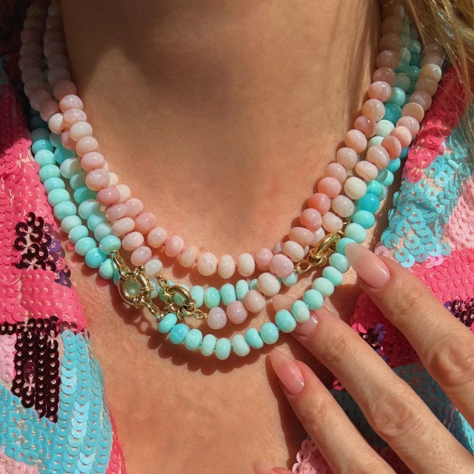 Rosewater Pink Opal Necklace