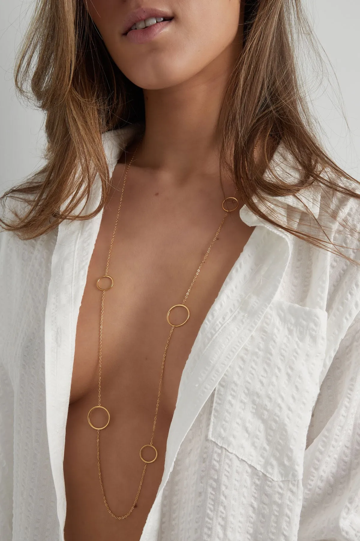 Round Long Necklace - Silver