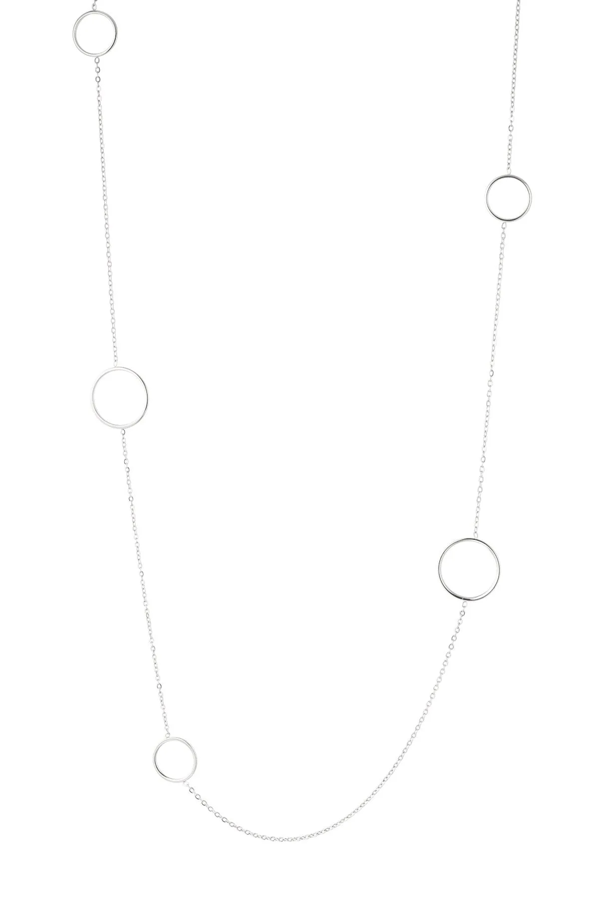 Round Long Necklace - Silver
