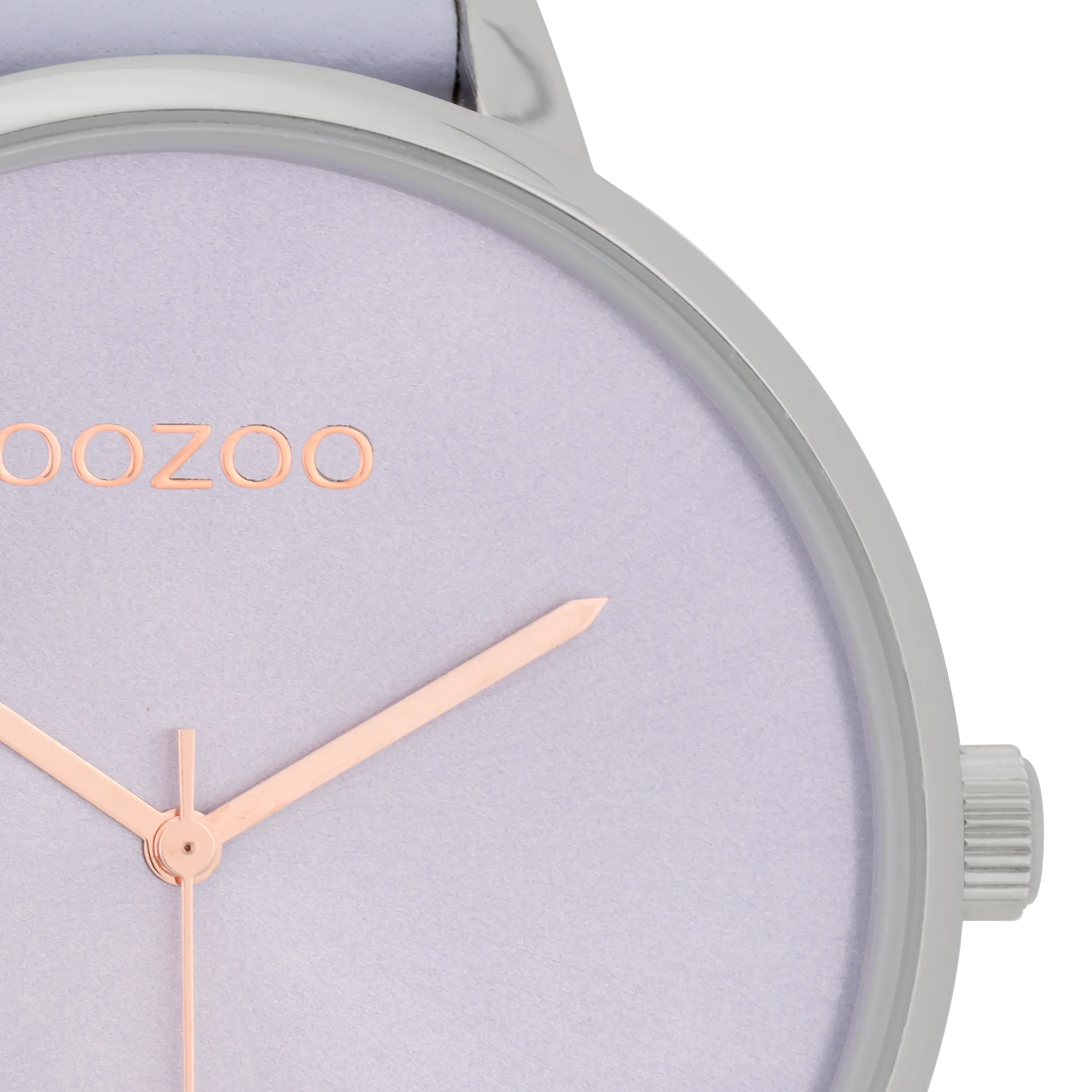 Silver coloured  watch with lilac leather strap