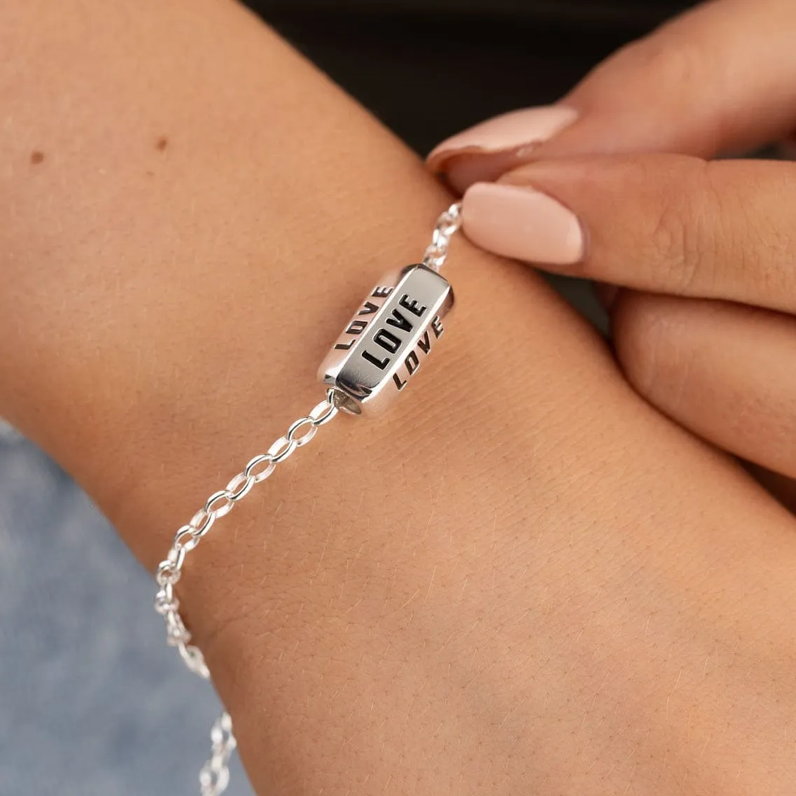 Silver Love is All Around Charm Bracelet (Black)