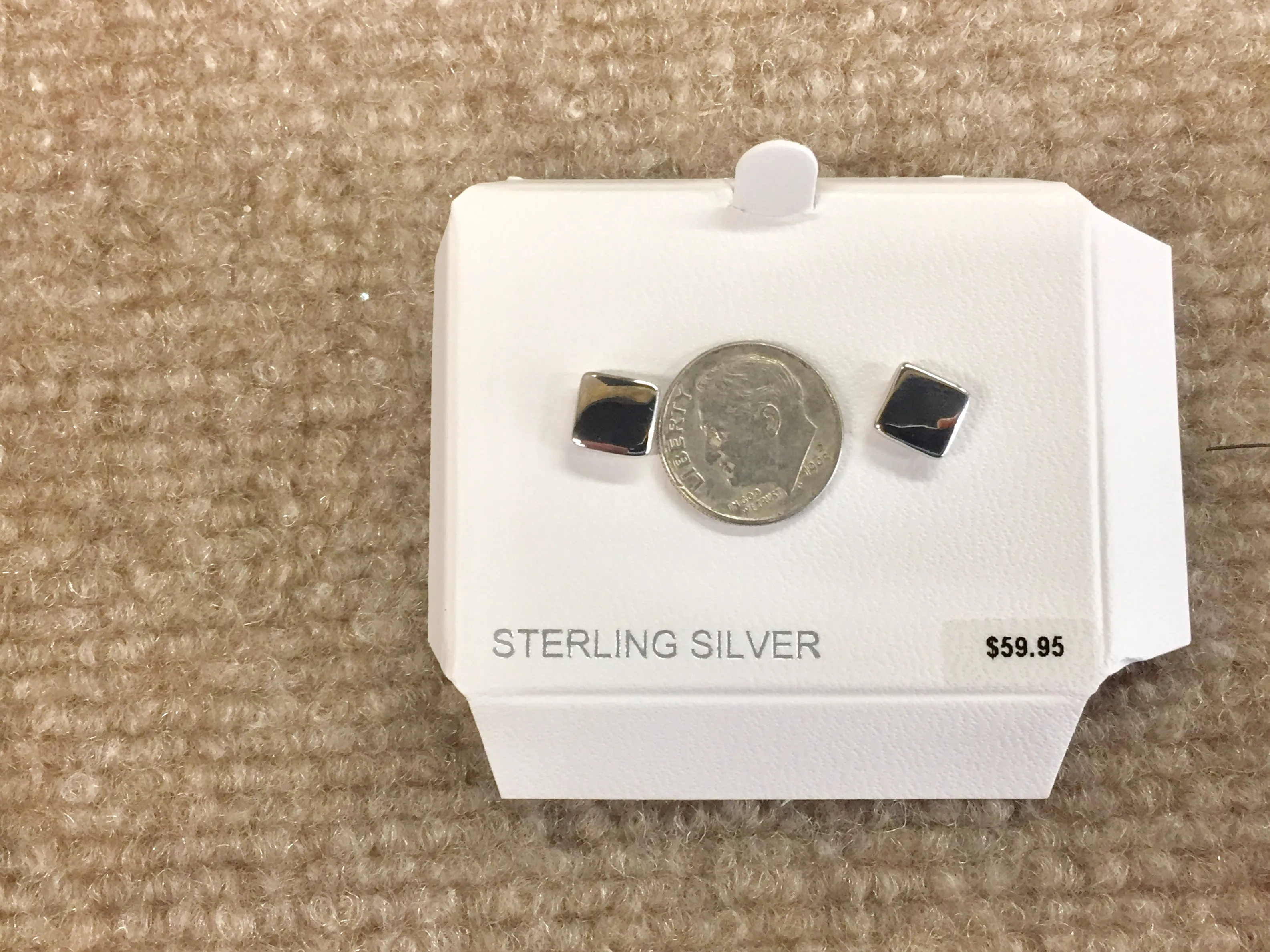 Silver Square Stud Earrings