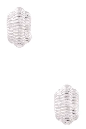 Silver Stitch Open Hoop Earrings