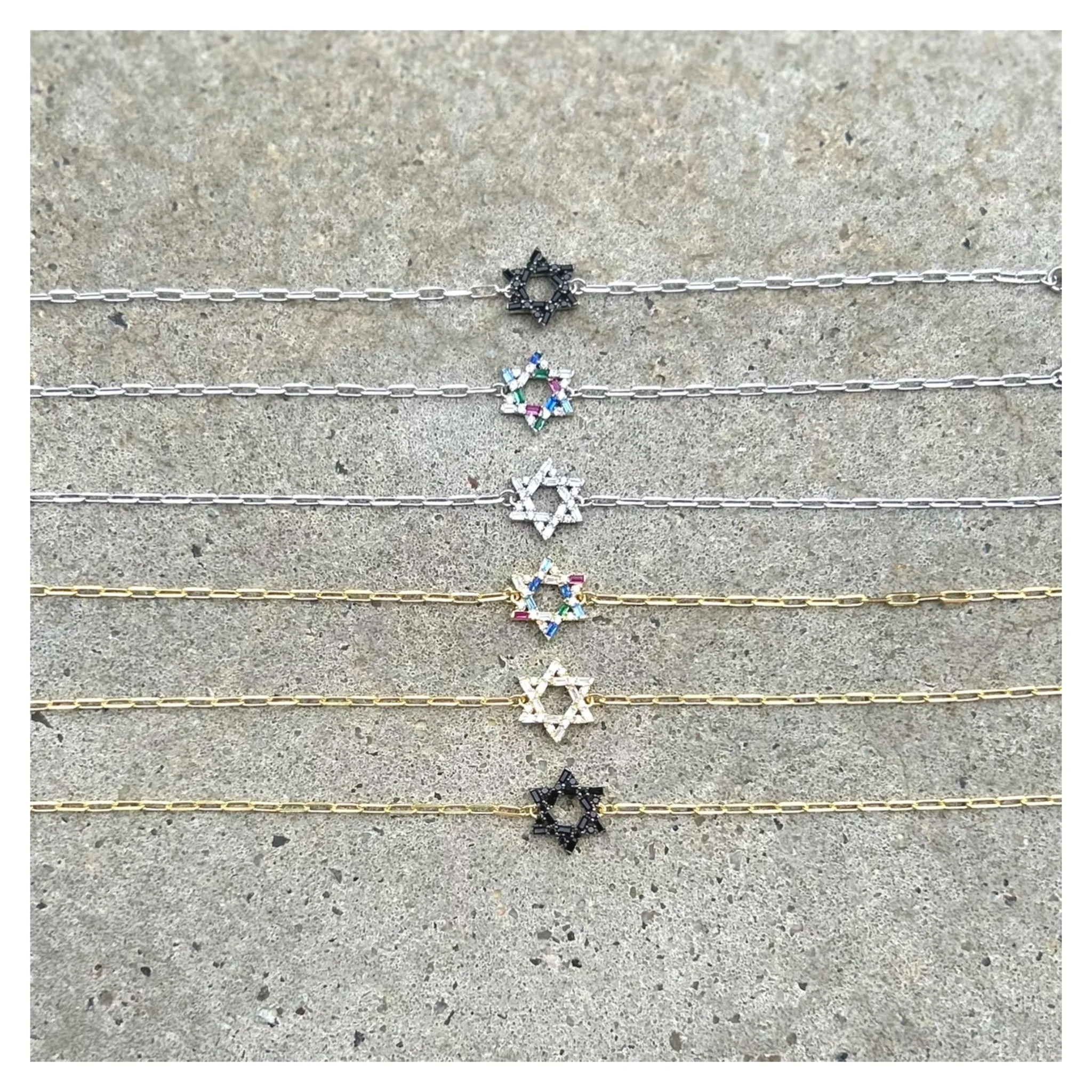 Small Nessa Pave Magen David Paperclip Bracelet