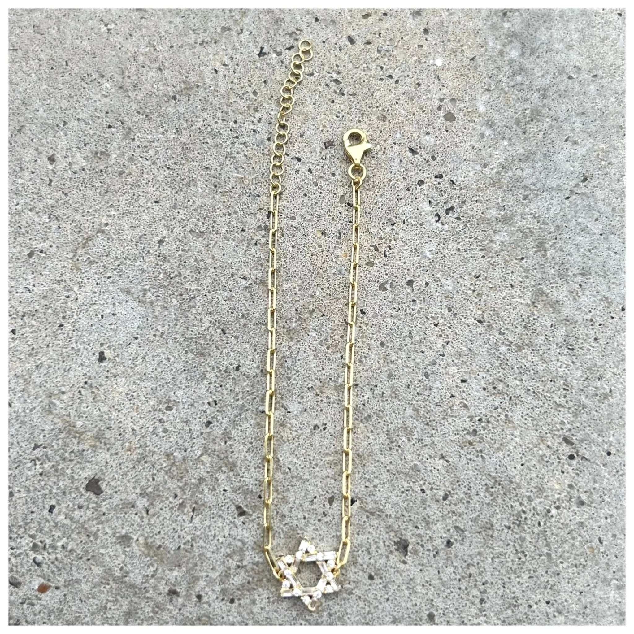 Small Nessa Pave Magen David Paperclip Bracelet
