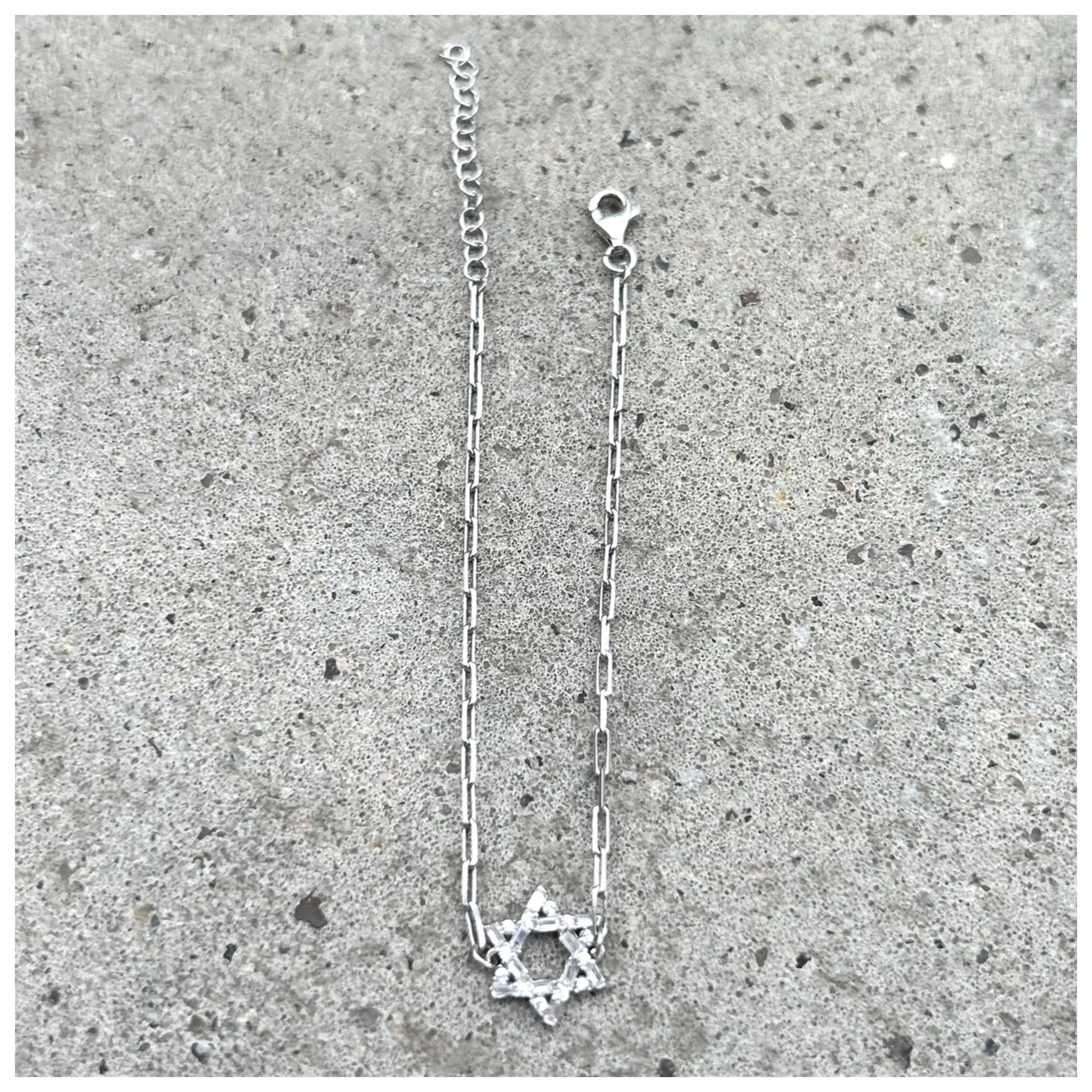 Small Nessa Pave Magen David Paperclip Bracelet