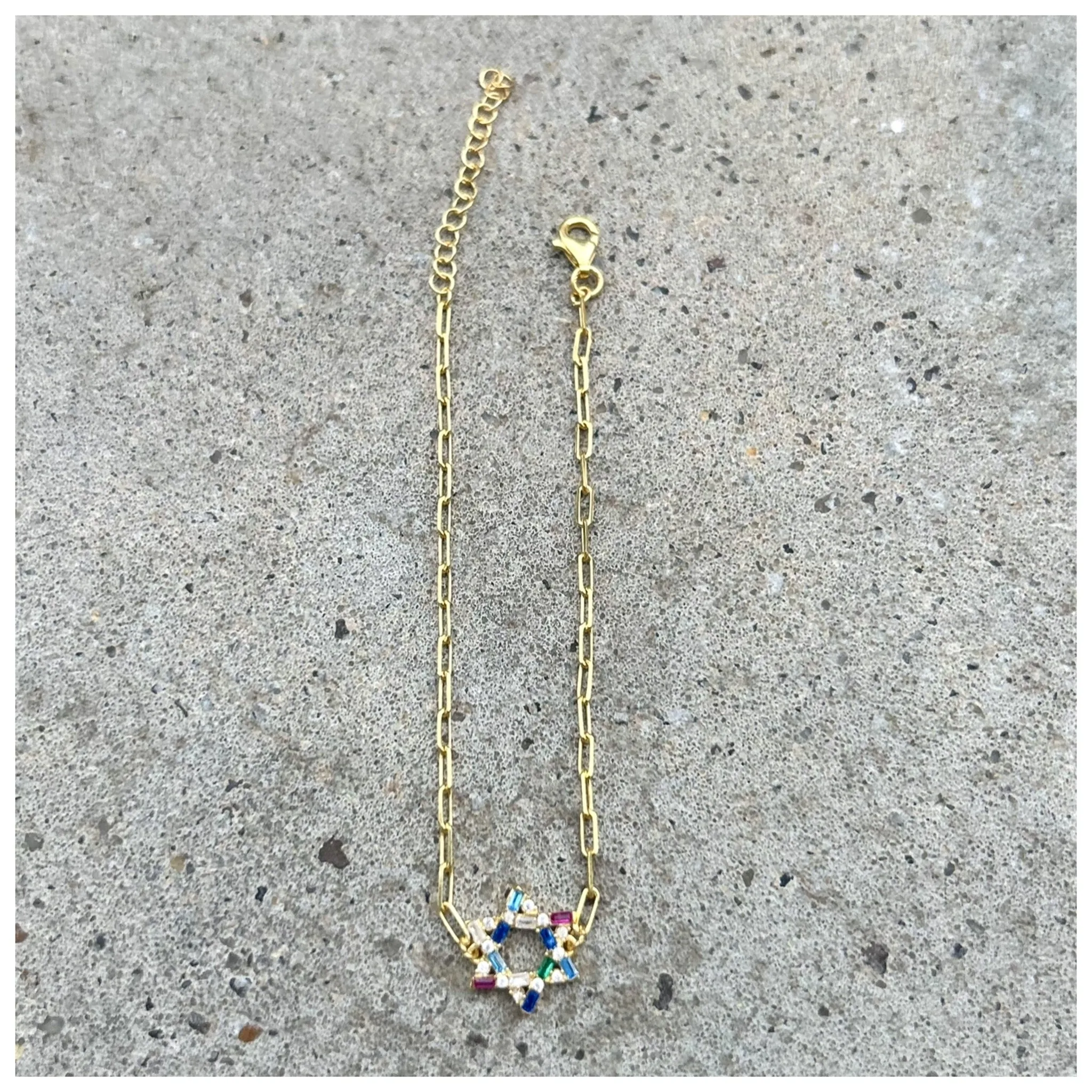 Small Nessa Pave Magen David Paperclip Bracelet