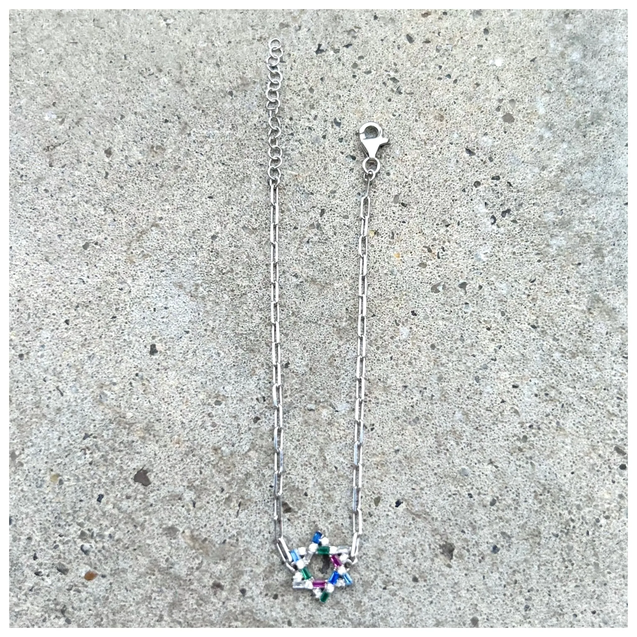 Small Nessa Pave Magen David Paperclip Bracelet