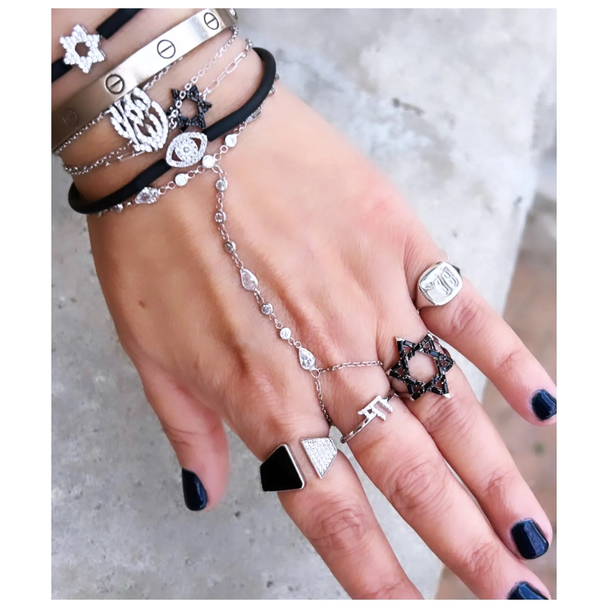 Small Nessa Pave Magen David Paperclip Bracelet