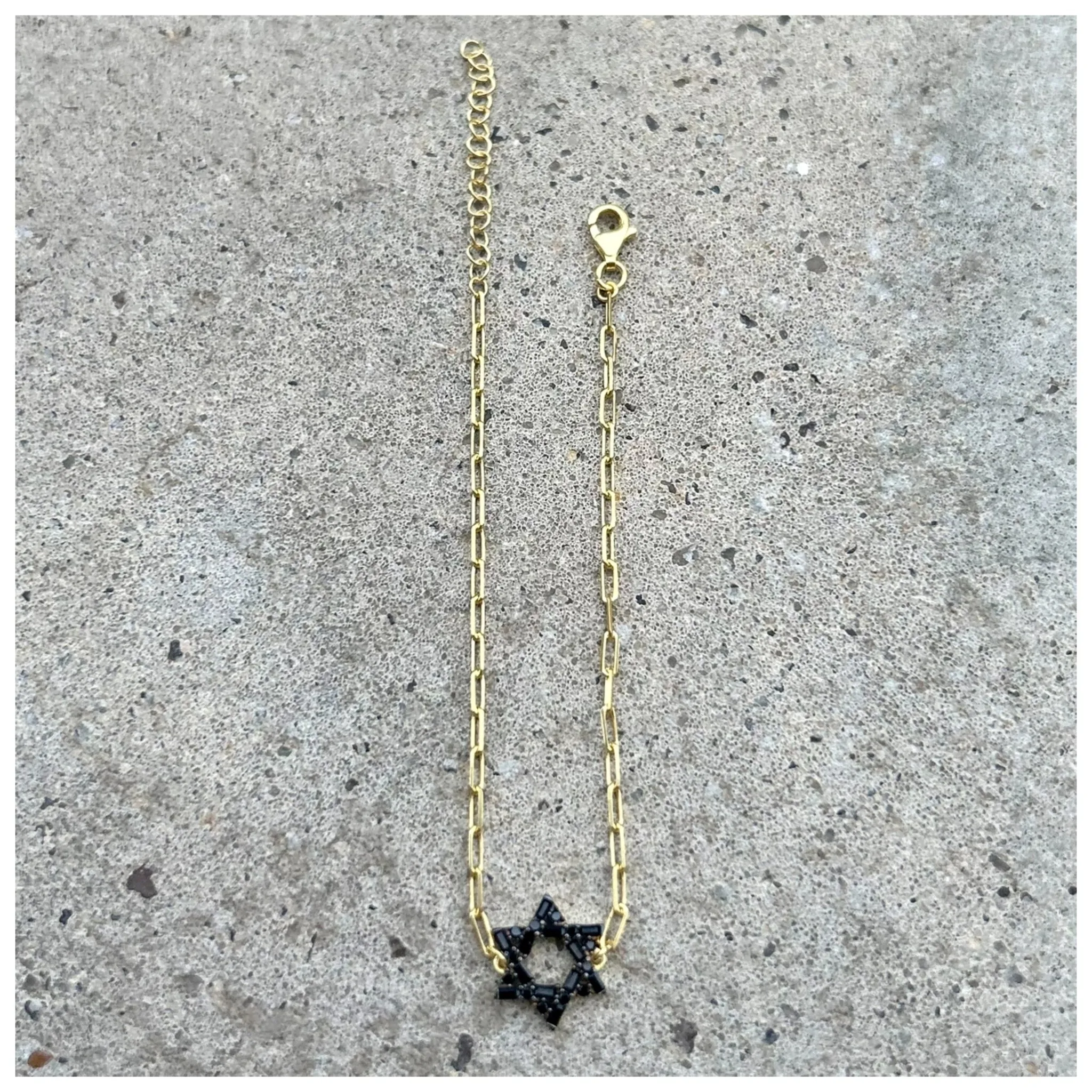 Small Nessa Pave Magen David Paperclip Bracelet