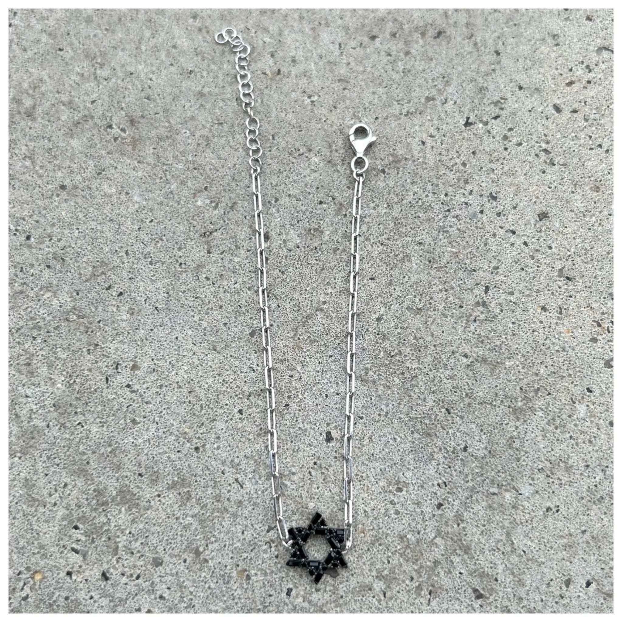Small Nessa Pave Magen David Paperclip Bracelet