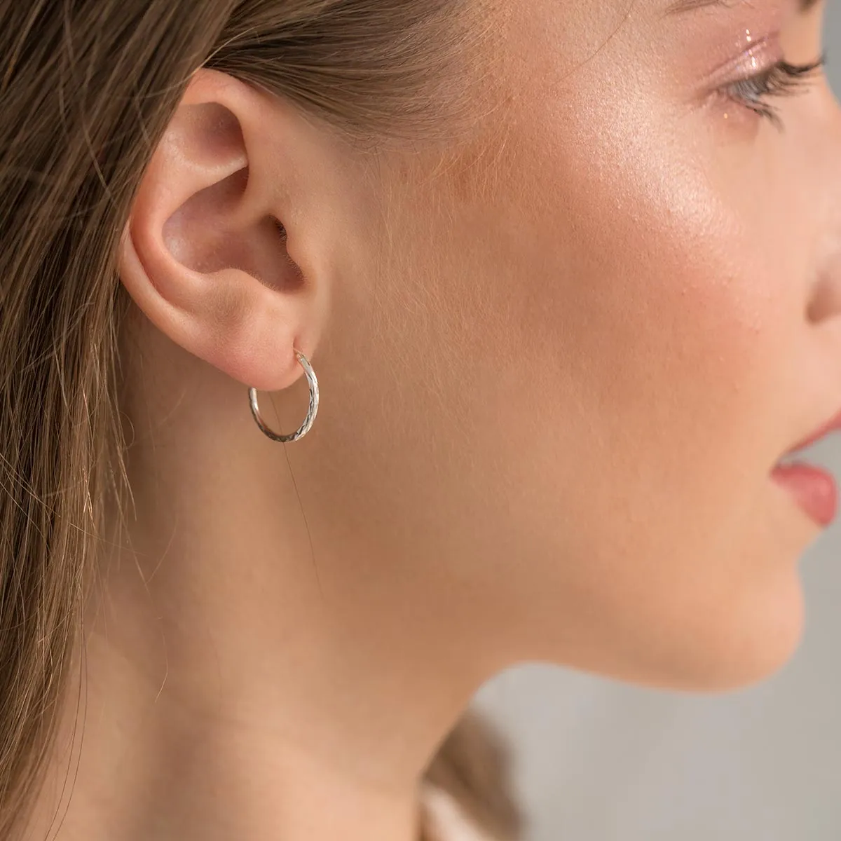 Sterling Silver Diamond Cut Hoops