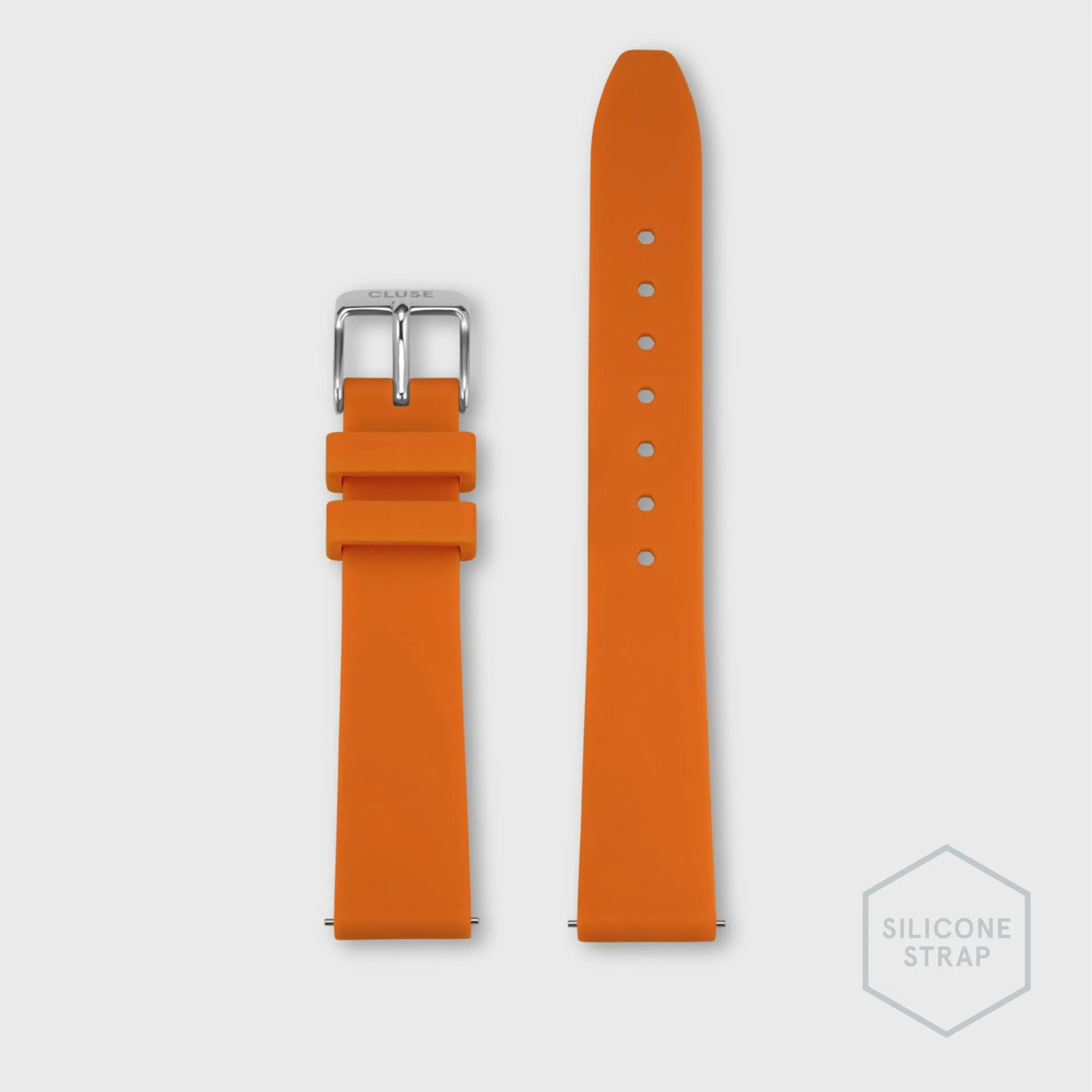 Strap 16 mm Silicone Orange, Silver Colour