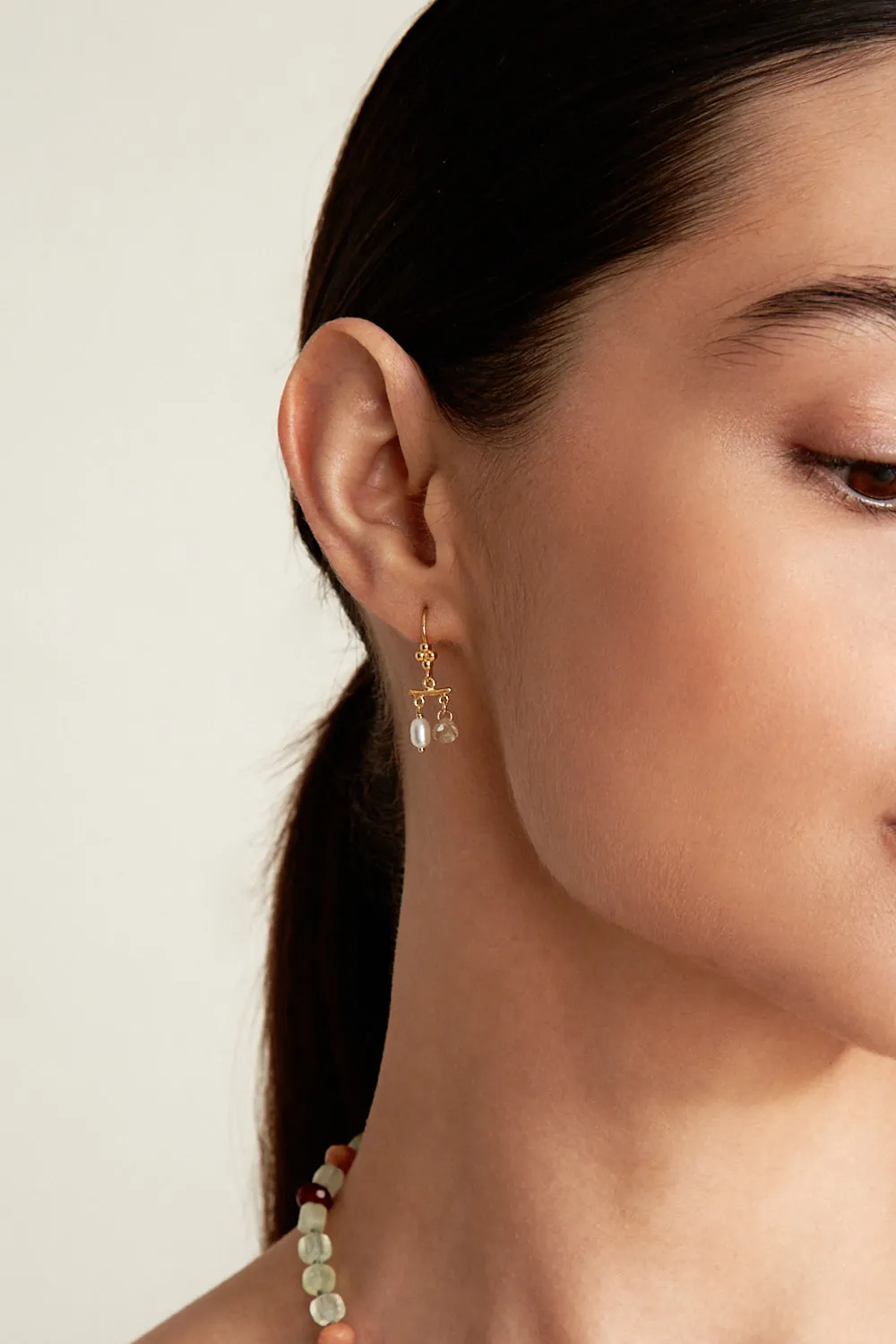 Talia Drop Earrings Mini White Pearl