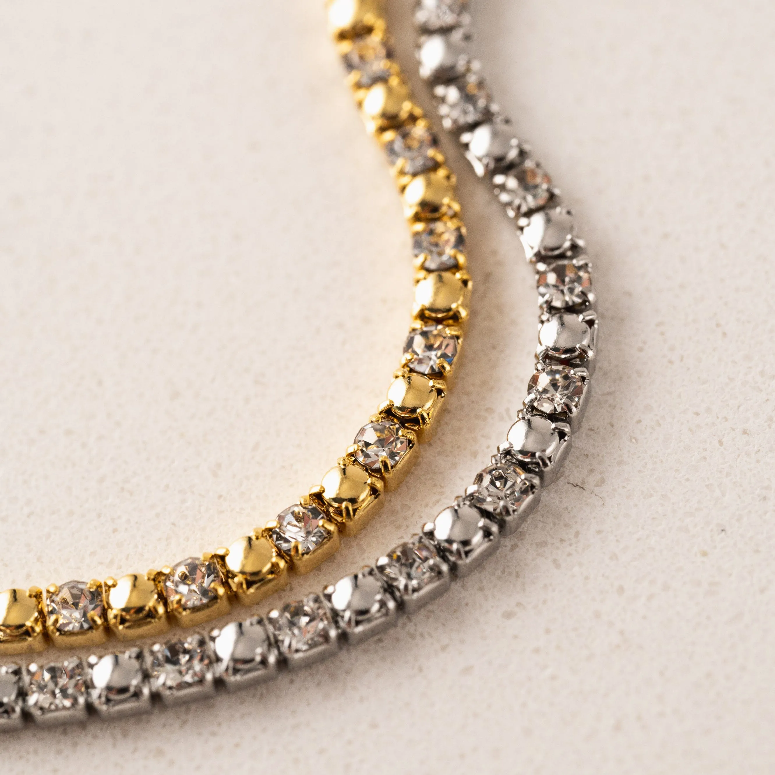 Tennis Mixed Metal Double Necklace