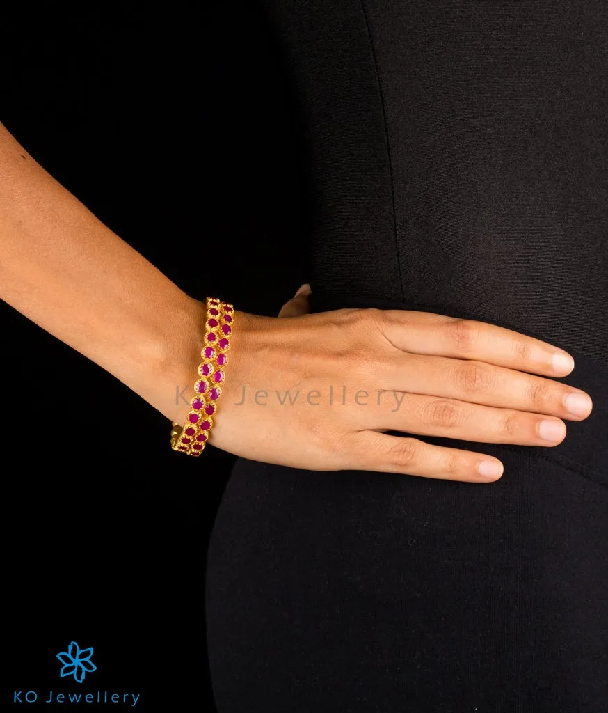 The Ardra Silver Kemp Bangle (Red/Size 2.4/2.6/2.8)