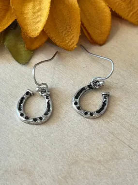 Tiny Horseshoe Dangle Earrings
