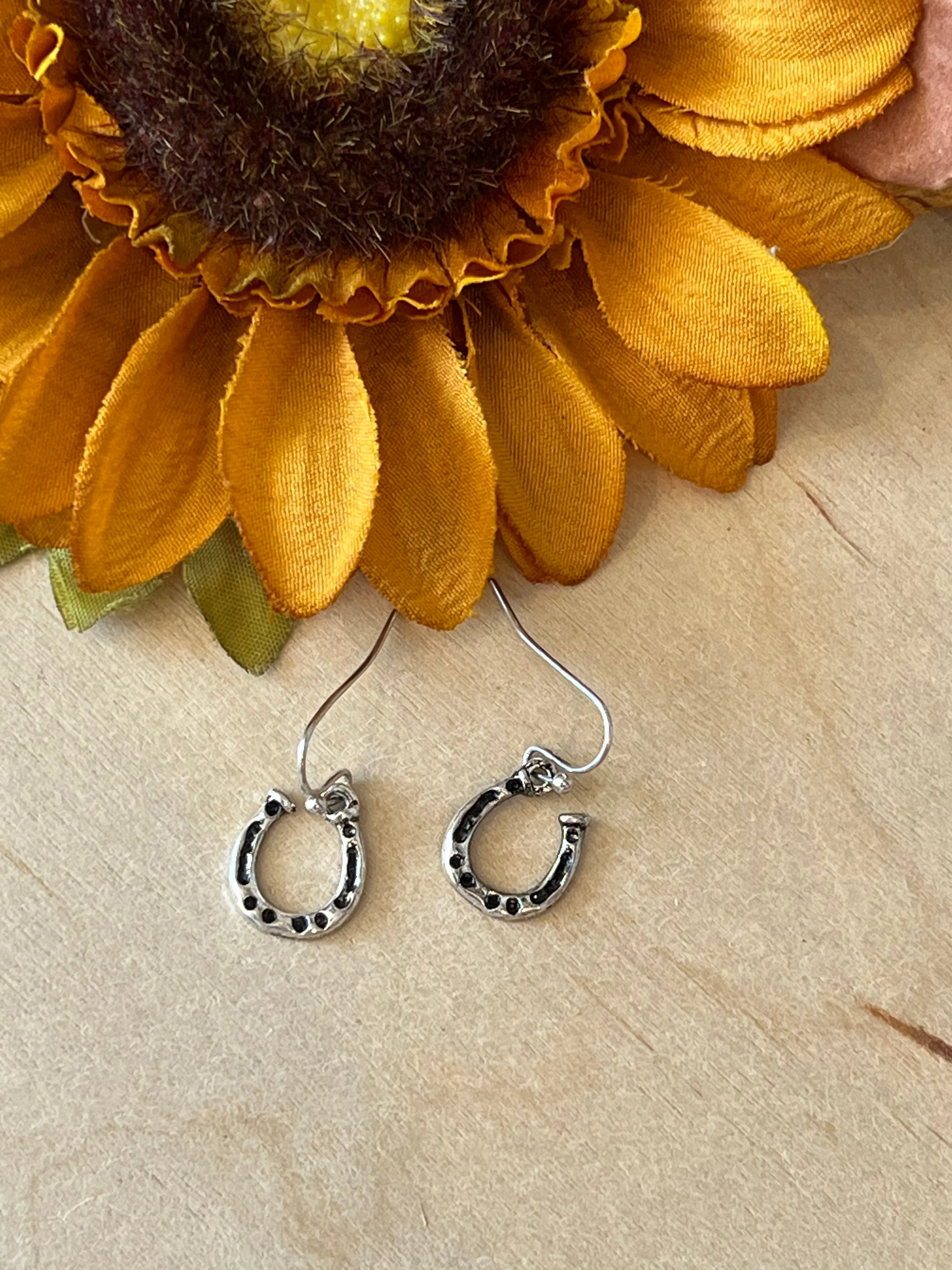 Tiny Horseshoe Dangle Earrings