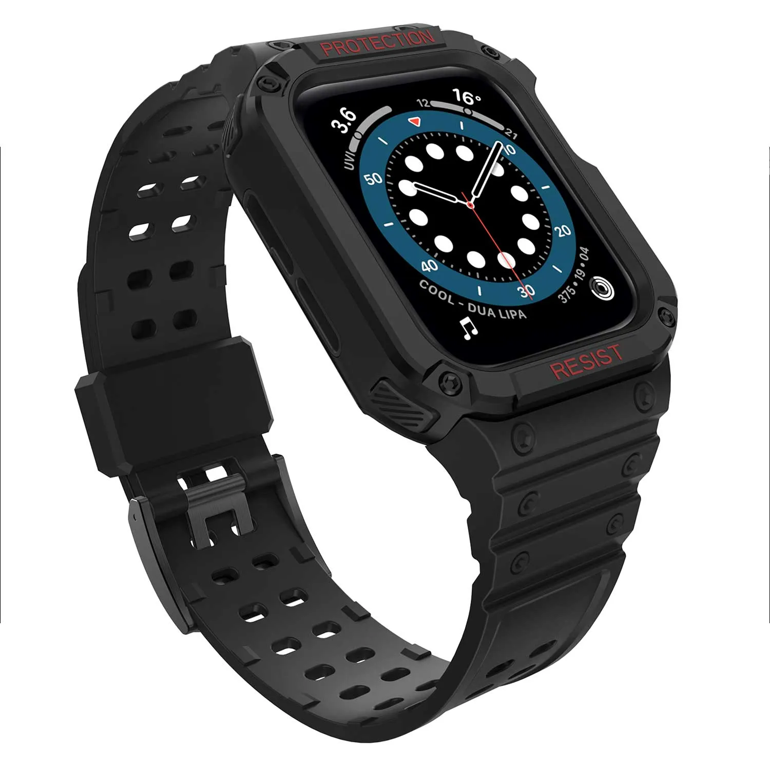 Tough On Apple Watch Band with Case Series 1 / 2 / 3 42mm Rugged Protection Black/Black
