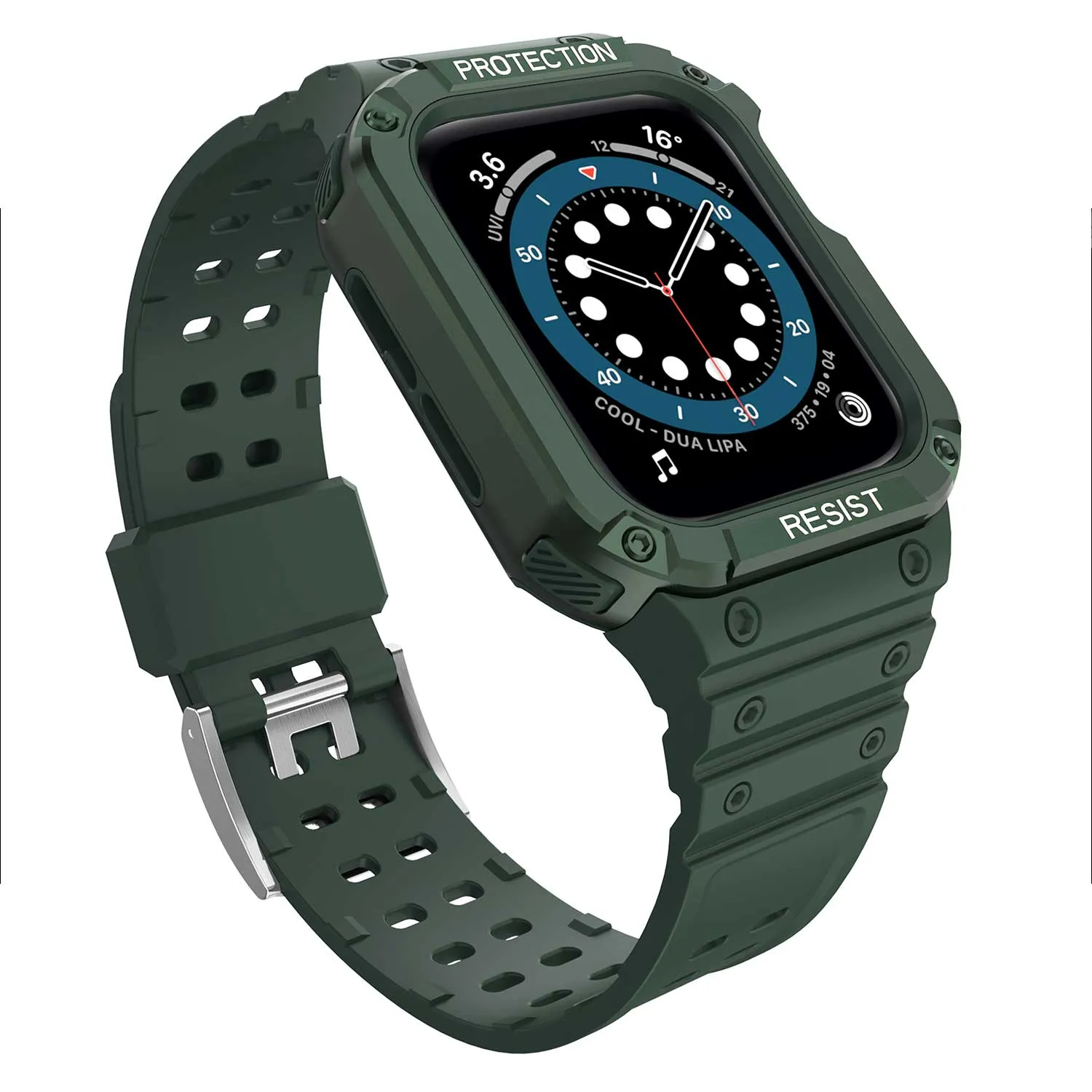 Tough On Apple Watch Band with Case Series 4 / 5 / 6 / SE 44mm Rugged Protection Green/Green