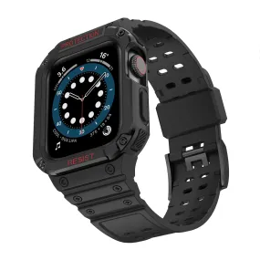 Tough On Apple Watch Band with Case Series 7 / 8 / 9 45mm Rugged Protection Black/Black