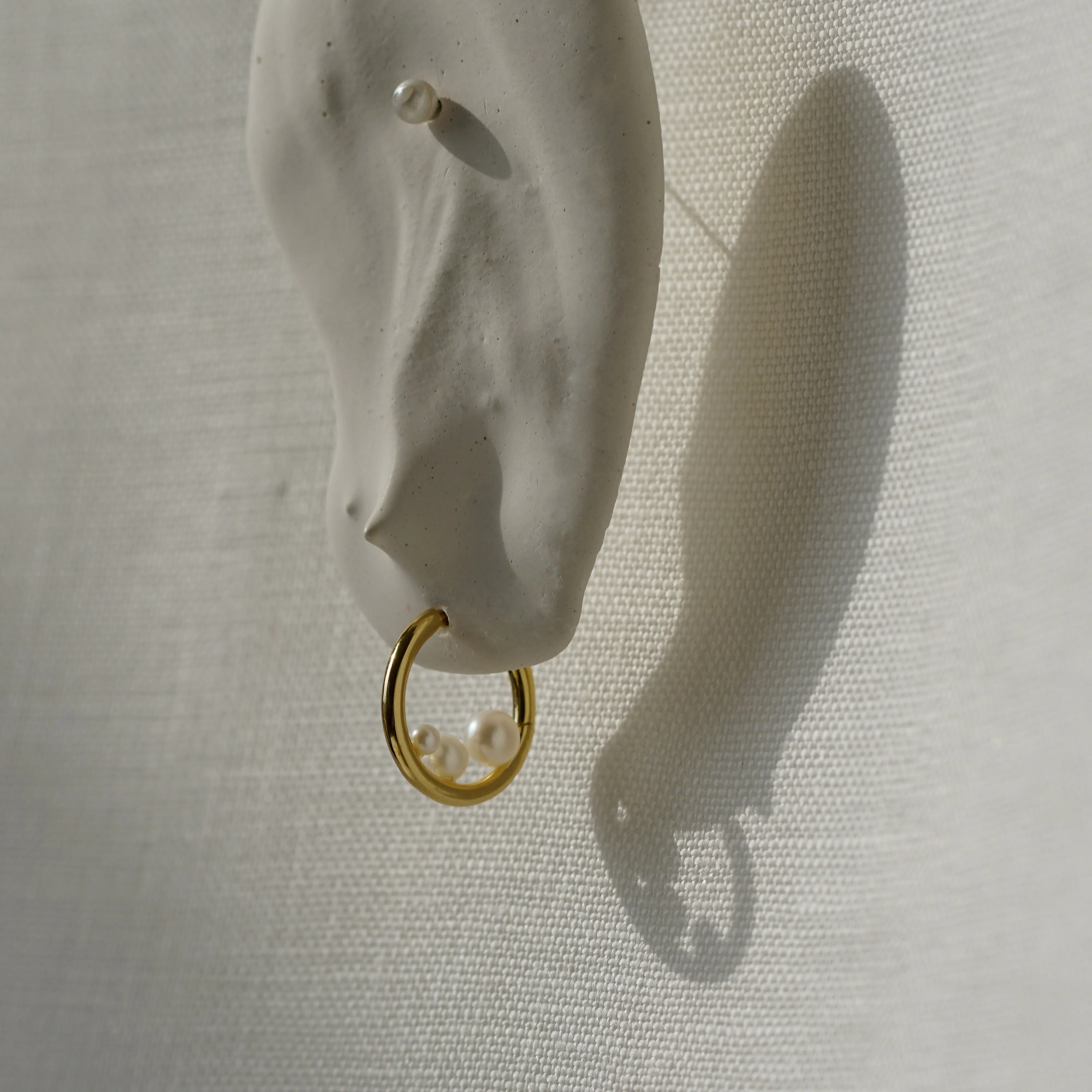 Trio Pearl Hoops