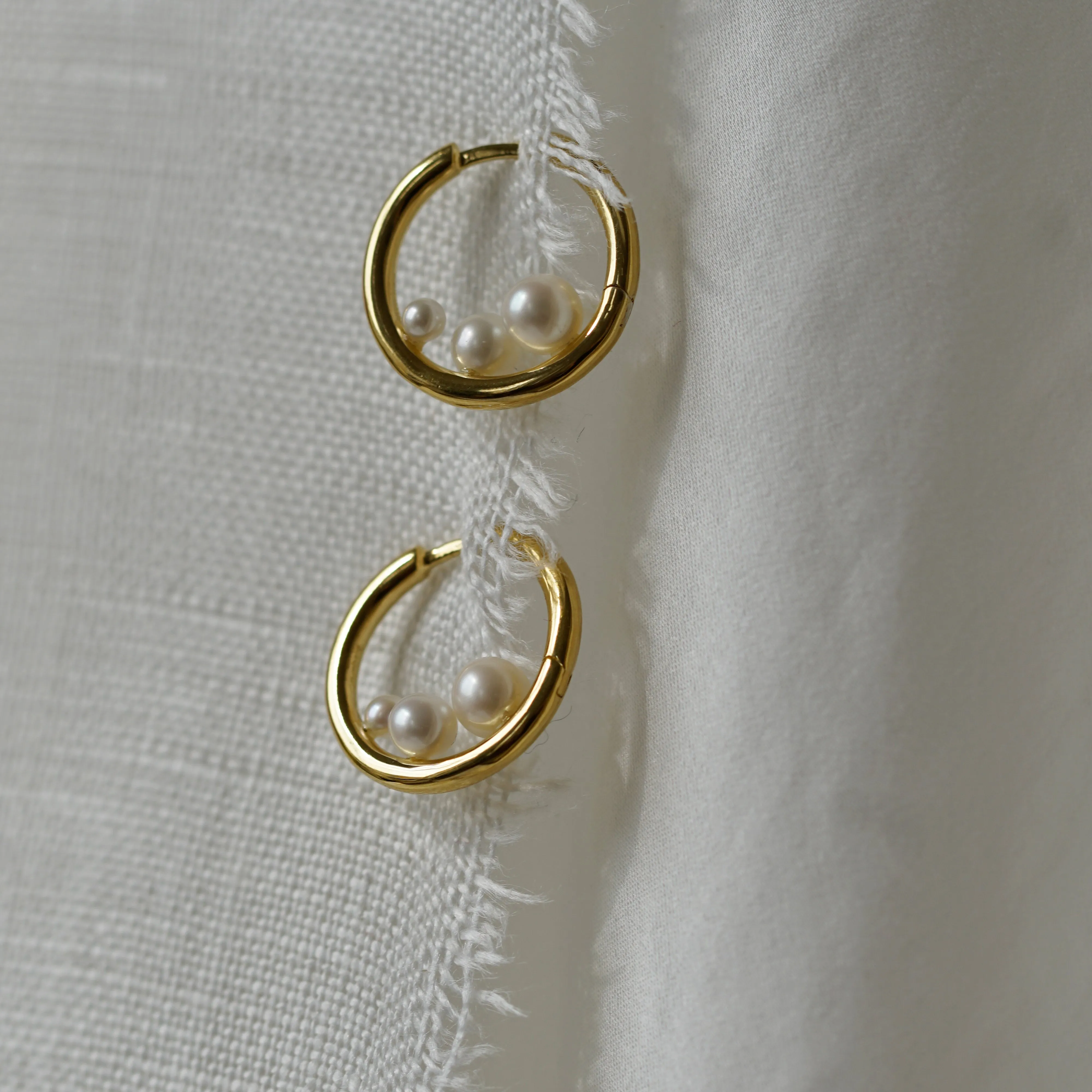 Trio Pearl Hoops