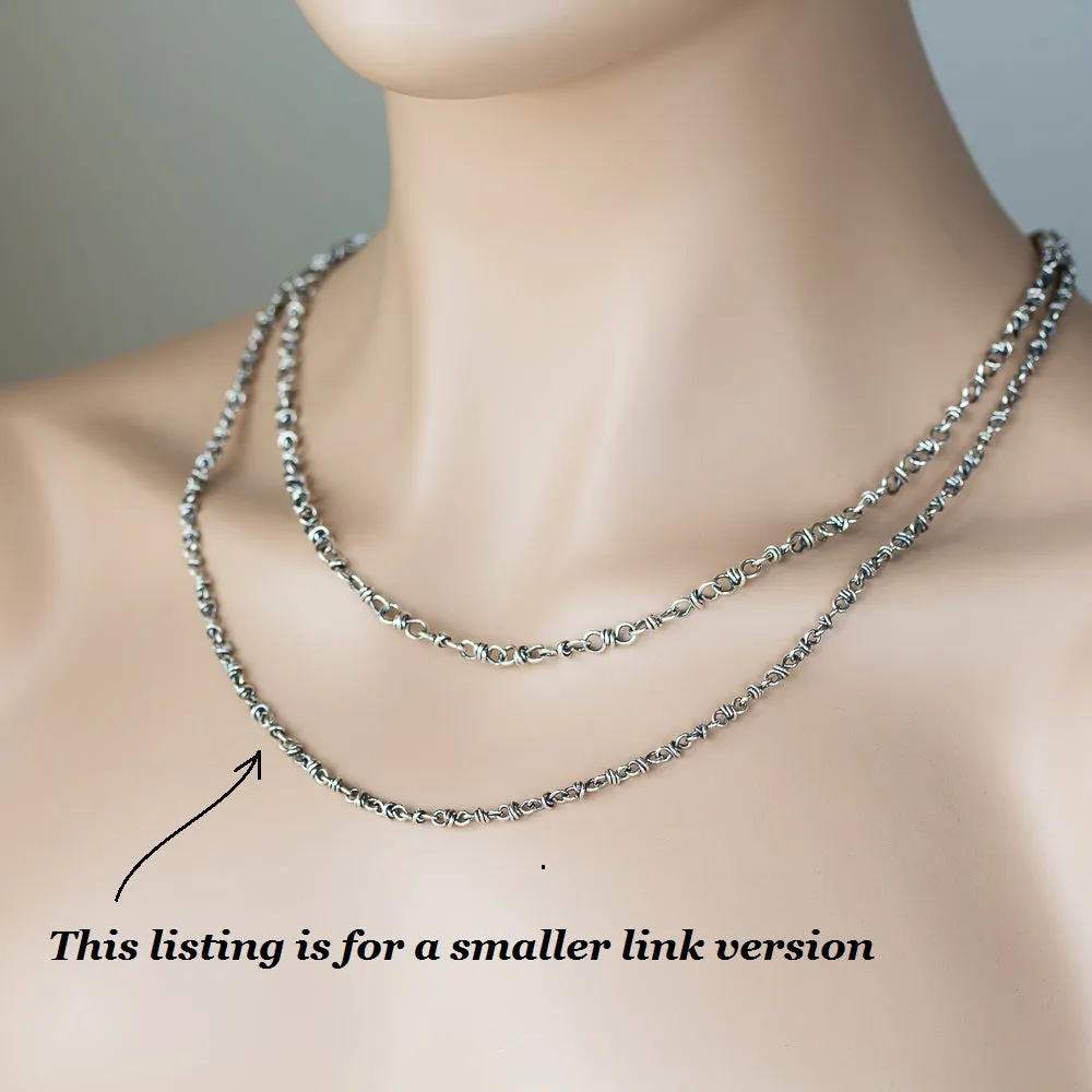 Unisex Wire Wrapped Chain For Pendant, Sterling Silver