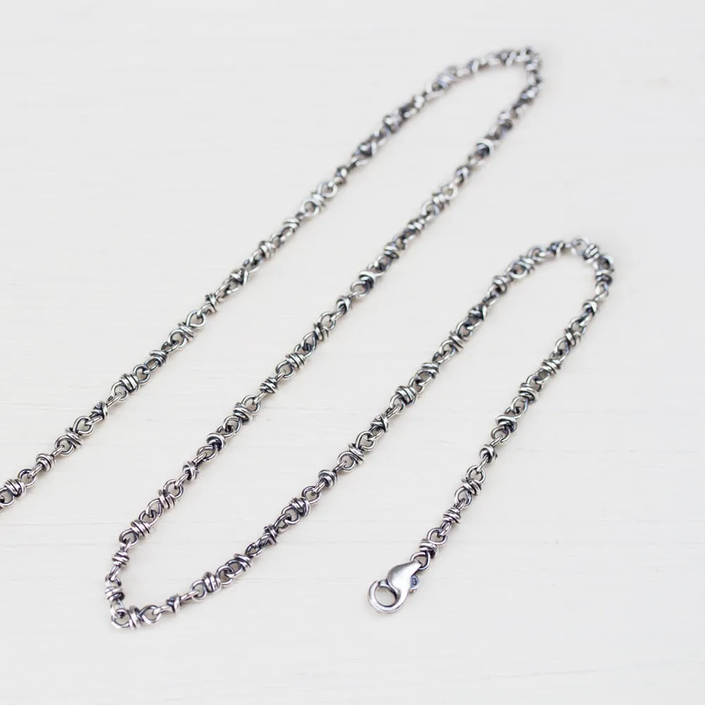 Unisex Wire Wrapped Chain For Pendant, Sterling Silver
