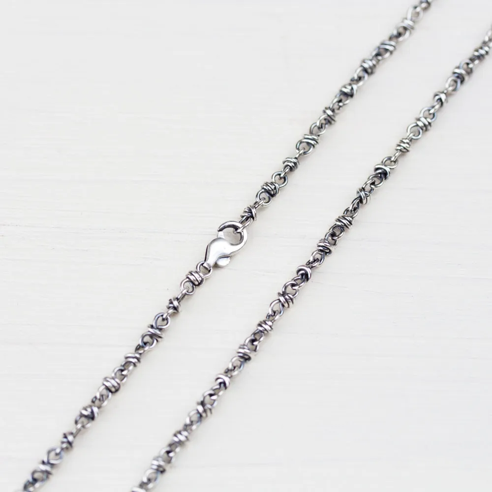 Unisex Wire Wrapped Chain For Pendant, Sterling Silver